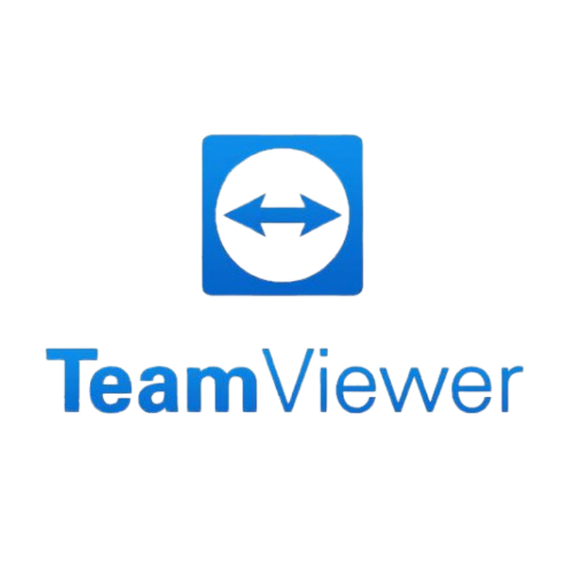 TeamViewer logo featuring a blue square with two white arrows pointing left and right, with the word TeamViewer in blue text below—ideal for any Բիզնես կենտրոն seeking secure remote access, shown on a clean white background.