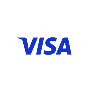 The image shows the VISA logo, with the word VISA in bold, blue uppercase letters on a plain white background, similar to signage often seen at a Բիզնես կենտրոն.